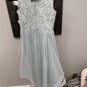 Elegant Blue Lace Girls Formal Dress